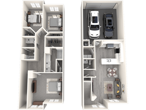 Floor plan for 3 beds, 2.5 baths, 1624 sqft